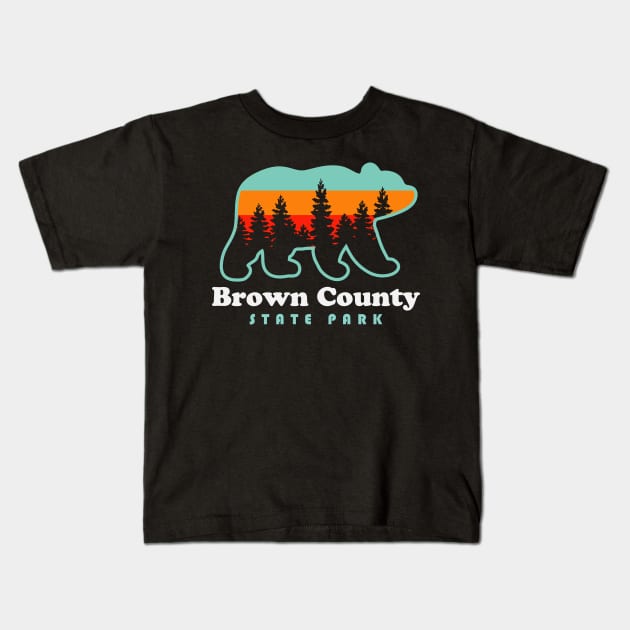 Brown County State Park Camping Bear Nashville Indiana Kids T-Shirt by PodDesignShop